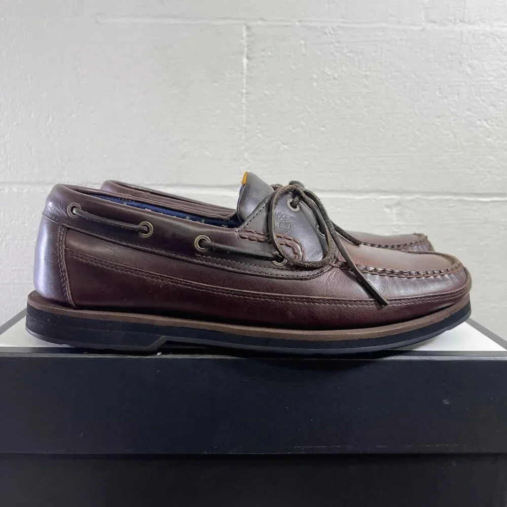 Timberland 55596 Boat Shoe Brown Leather Casual Shoes 2 Eyelet‎ Men's Size 12 M